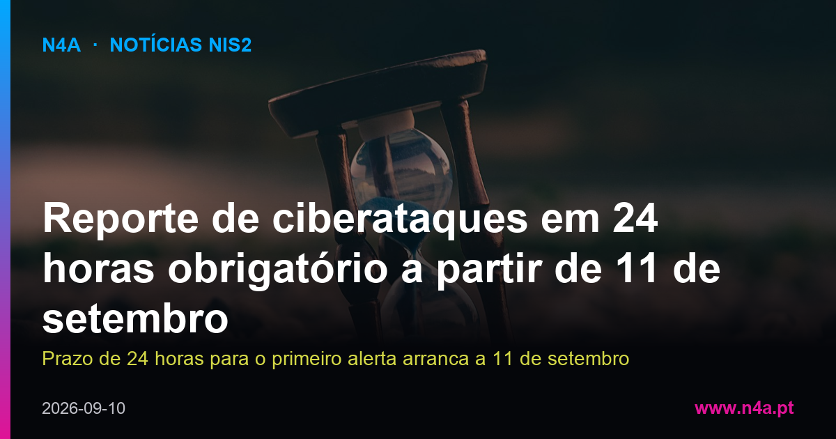 Reporte de ciberataques em 24 horas obrigatório a partir de 11 de setembro